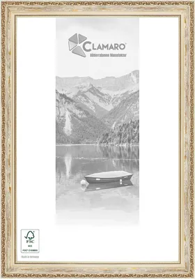 Produktbild von CLAMARO 'ELSA' Bilderrahmen Antik Massivholz | Creme Weiß Gold | Shabby Chic Vintage Barock | Holzrahmen inkl. Acrylglas, Rückwand, Aufhänger (Querformat & Hochformat), Größe:101.6x68.6