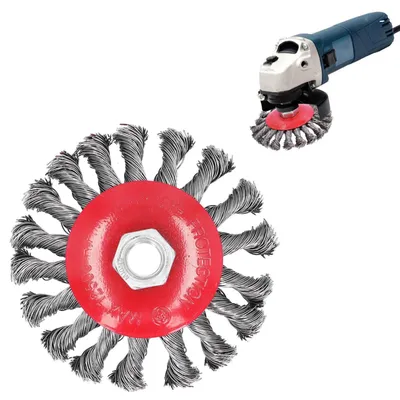 Immagine prodotto di Spazzola in filo d'acciaio - Per la rimozione della ruggine - 10 cm - Spazzola in acciaio - Ideale per superfici metalliche - Argento/Rosso