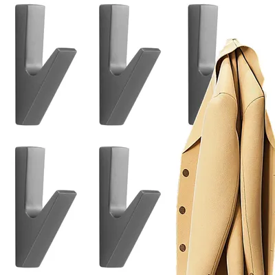 Produktbild von Extra starke selbstklebende Haken | Selbstklebende Haken | Wandhaken | Handtuchhalter ohne Bohren | Haken für Küche und Bad | 5 Stück | Handtuchhalter | Modernes Design (grau)