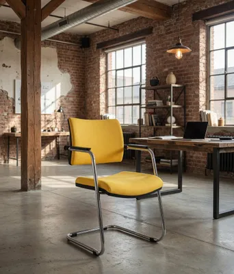 Immagine prodotto di Comoda poltrona da ufficio gialla con schienale ergonomico