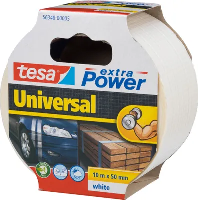 Produktbild von TESA extra Power Universal, Weiß, Befestigung, Handwerk, Kennzeichnung, Reparatur, 10 m, 50 mm, 1 Stück(e)