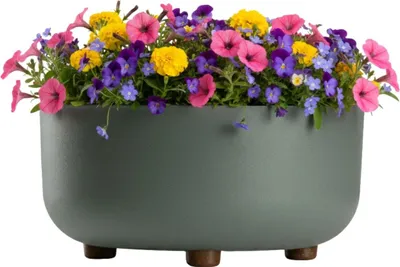 Obrázek produktu pro HowHomely | Květináč – nádoba na rostliny – 14 x 29 cm – šedozelený – z recyklovaného materiálu – květináč – s nožičkami