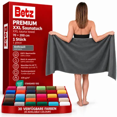 Produktbild von Betz Saunatuch 70 x 200 cm PREMIUM 100% Baumwolle Badetuch Liegetuch Strandtuch Farbe: anthrazit