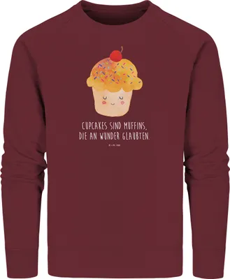 Produktbild von Mr. & Mrs. Panda Baumwoll Pullover Cupcake Größe XXL - Burgundy - Geschenk, Pulli, Bio, Lustige Sprüche, Cupcakes, Wunder, Küche Deko, Motivation, Spruch, Muffin, Sweater