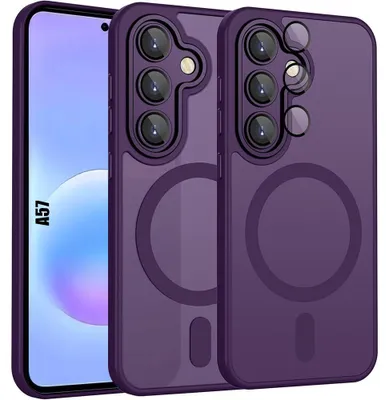 Image de Coque pour Samsung Galaxy A57 5G, Protection avec Anneau Magnétique et Vitre Caméra - Violet