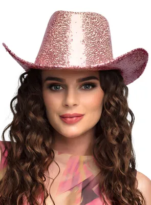 Immagine prodotto di Cappello da cowboy con paillettes rosa per adulti - taglia unica