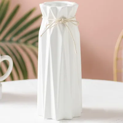 Productafbeelding van Keramische vaas, wit, 24x10x10 cm, geschikt voor droogbloemen en pampasgras