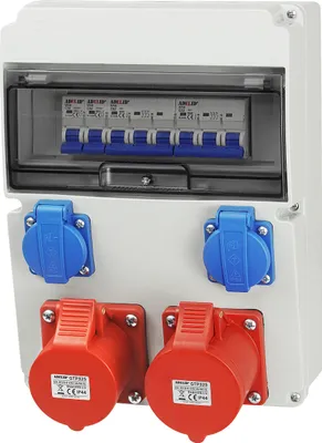 Produktbild von Baustromverteiler Wandverteiler Gartensteckdose 2x32A/5P CEE 2x 230V Schuko Steckdosen Schuko mit LS-Schalter