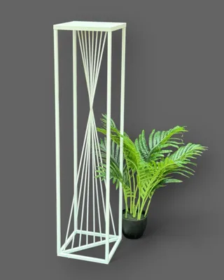 Immagine prodotto di DanDiBo Sgabello per fiori in metallo bianco quadrato 100 cm Tavolino per fiori 96568 Sgabello per piante a colonna di fiori Design moderno
