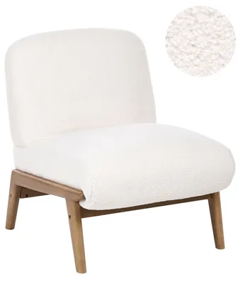 Zdjęcie produktu dla BELIANI Fotel złamana biel boucle baranek w stylu skandynawskim drewniane nogi
