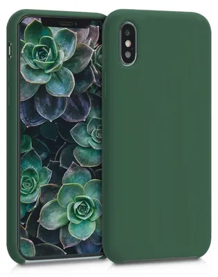 Produktbild von kwmobile Handyhülle für Apple iPhone XS Hülle - Case Silikon - Kabelloses Laden - Schutzhülle Cover in Dunkelgrün