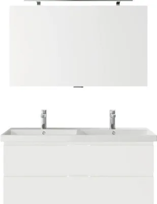 Produktbild von Pelipal Badmöbel-Set Serie 4035 BxHxT 120 x 200 x 45 cm Frontfarbe weiß mit Waschtisch Keramik weiß und Keramik-Doppelwa