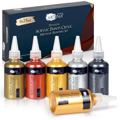 Image de Artina 6 x 75 ml Acrylfarben Metallic Set Crylic (Glitter) Metallic Crylic