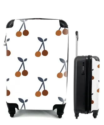 Produktbild von MuchoWow® Koffer Handgepäck Trolley Rollkoffer Kleine Reisekoffer mit 4 Rollen - Muster - Pflanzen - Kirschen - Cabin Size < 55x40x23 cm & 55x40x20 cm - Kinderkoffer - Kabinenkoffer - Boardgepäck - Reise-Box - Reisekoffer - Reisegepäck - Koffer mit Bild - Trolley für Kinder