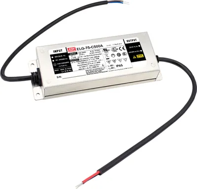 Produktbild von MEANWELL ELG-75-C1400B-3Y, AC-DC LED-Installationsnetzteil, Metallgehäuse, IP67 75,6W 27-54V 1400mA CC dimm+PE