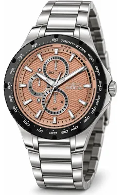 Imagen del producto de Reloj Invicta Aviator 50102 para hombre: movimiento de cuarzo, acero inoxidable con esfera rosada, 44 mm