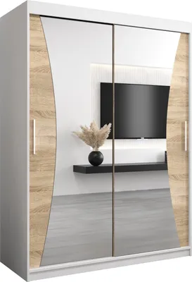 Produktbild von Kleiderschrank, Schiebetürenschrank Schlafzimmer, Schrank mit Spiegel MONACO 150 cm
