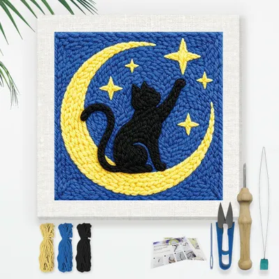 Punch-Needle-Set Katze Mond 24x24 cm für Anfänger