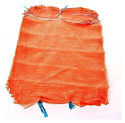 Produktbild von 100 orange Raschelsäcke mit Zugband für Obst, Gemüse und Kartoffeln, 25 kg, 50x78 cm