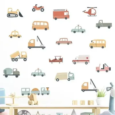 Produktbild von Wandsticker 1 Stück Cartoon Auto Bau Lkw Wandaufkleber für Kinderzimmer, Wandtattoo Dekoration für Wände im Kinderzimmer