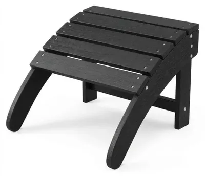 Obrázek produktu pro Adirondacková podnožka – venkovní stolička a podnožka – odolný materiál HDPE – bez polstrování – vhodná do zahrady, na terasu a k bazénu – černá barva