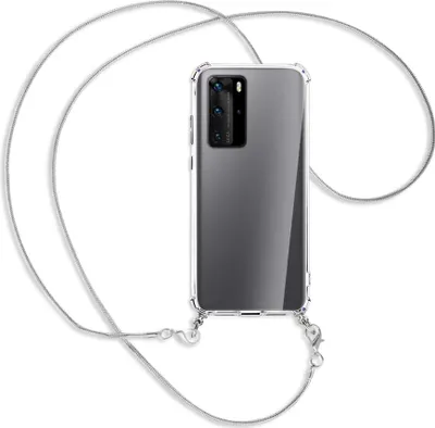 Produktbild von Handykette Backcover-Schutzhülle mit Band (Metall silberfarben) für Huawei P40 - silberfarbene Kette Snake