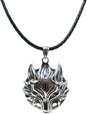 Produktbild von Lederkette Edelstahl 316 WOLF AMULETT 50 cm Lederkette