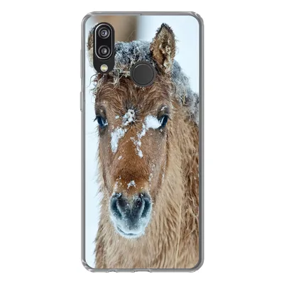 Produktbild von MuchoWow® Handyhülle Schutzhülle Hülle für Huawei P20 Lite (2020) Junges Fjordpferd mit Schnee bedeckt Silikon Softcase Handy Hülle - Kartenhalter