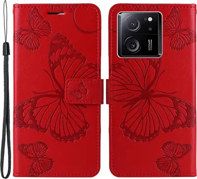 Produktbild von Xiaomi 13T / 13T Pro Hülle - Coverup Schmetterling Klapphülle - Rot