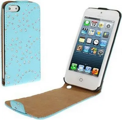 Produktbild von Handy Tasche Flip dünn für Case Handy Apple iPhone SE Strass Blau