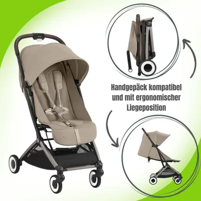 Obrázok produktu pre CYBEX Orfeo, Baldachýn, Detský cestovný systém, Akékoľvek pohlavie, Pevné kolieska, Sklopný, Mandle, Béžová
