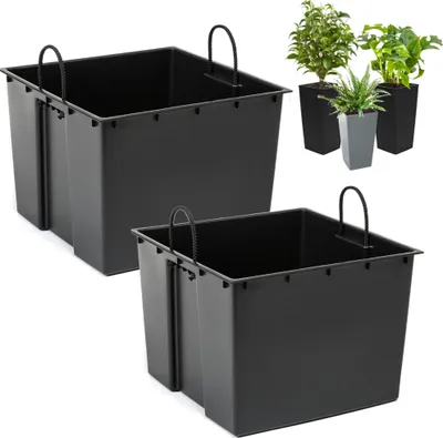 Produktbild von 2x Plantztopf-Einsatz austauschbarer quadratischer,langlebig 34x28 cm  Schwarz 28 L für Lamela-Töpfe 68x35 cm -erleichtert die kontrolle des wassergehalts im Topf,reduziert den Bodenverbrauch