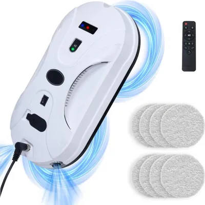Produktbild von Fensterputzroboter - Automatischer Fensterreiniger - 3000Pa Saugkraft - Zwei-Wege-Wasserzerstäuber - Mit Fernbedienung - 220V EU-Stecker