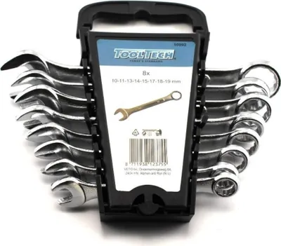 Produktbild von Tooltech 10992 Gabel-Ringschlüssel Satz 8 tlg 10-11-13-14-15-17-18-19 mm