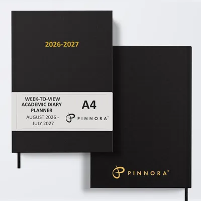 Image de Agenda de planification hebdomadaire A4, couverture rigide noire, de août 2025 à juillet 2026, pour les études et l'enseignement