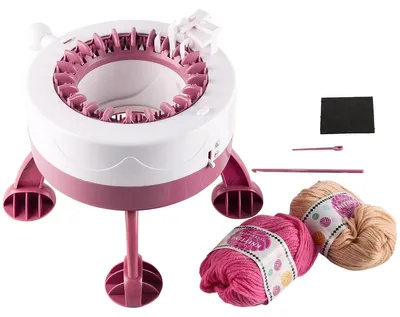 22-Nadel-Rundstrickmaschine, DIY-Strickset, weiß/rosa
