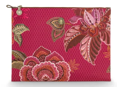 Produktbild von Pip Studio Charly Cosmetic Flat Pouch L Cece Fiore Red