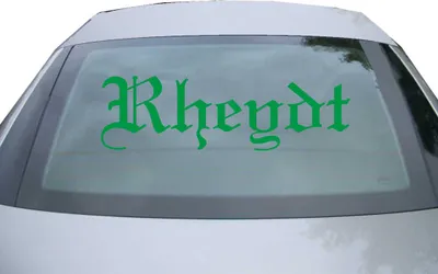 Produktbild von Indigos UG - Aufkleber Heckscheibe & Motorklappe DE6566 - grün - 600x180 mm - Stadt Rheydt - Auto Scheiben Fenster Heckklappe Tuning Racing JDM - Die cut