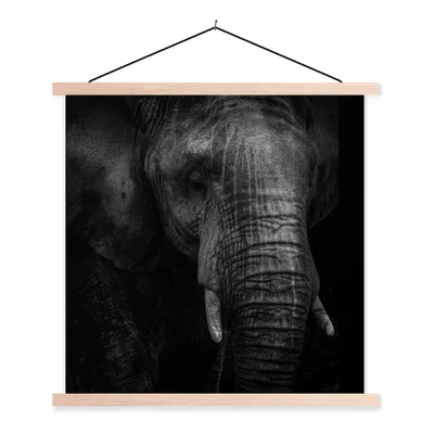 Produktbild von MuchoWow® Textilposter Elefant - Tier - Porträt 120x120 cm mit holzfarbenen Rahmen - Textil-Poster