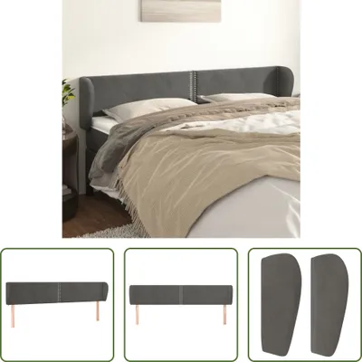 Produktbild von The Living Store Kopfteil mit Ohren Dunkelgrau 183x23x78/88 cm Samt