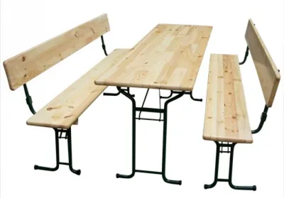 Produktbild von Festzeltgarnitur 220cm mit Rückenlehne 3-teilig, Tisch 60cm Breite