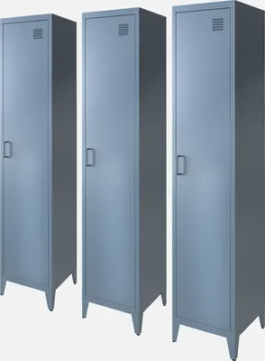 Produktbild von sweeek - 3er-Set industrielle Kleiderschränke aus Stahl mit 4 Ablageflächen - Graublau