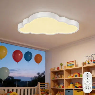 Produktbild von NAIZY Kreative Cartoon Wolken LED-Deckenleuchte 48W ultradünn 5,3cm, dimmbar mit Fernbedienung, 3000K–6500K Kinderzimmerleuchte