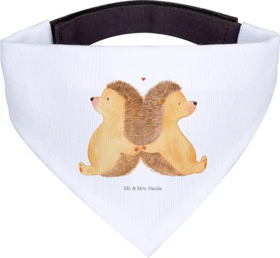 Produktbild von Mr. & Mrs. Panda Hundehalstuch Igel händchenhaltend - Weiß - Geschenk, Verknallt, Dreieckstuch, Hunde Hals Tuch, Verlobung, Hochzeit, Halstuch Hund, Freundin, glücklich