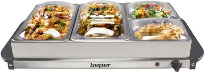 Produktbild von BEPER P101TEM001 Buffetwärmer aus Stahl/Kunststoff Grau metallic Essenswärmer Warmhalter Warmhalteplatte Chafing Dish Buffet Büffet Veranstaltung Catering Partyservice
