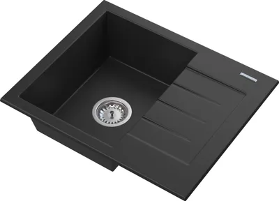 Obrázok produktu pre Granitan – granitový drez – kuchynský drez – 57 × 46 cm – čierny – so sifónom a odkvapkávačom – drez – MILANO