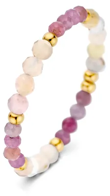 Produktbild von CO88 Collection Ring mit Naturstein – Damenring – Sodalith – Perlen – Ring mit Stein – Größe 54 – Rosa – Goldfarben – 8CR-10051-54