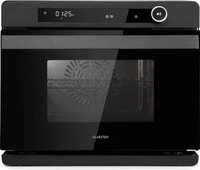 Klarstein VaporChef Backofen, Dampfgarer, 230 °C, Kombi Dampfbackofen mit 1, 5 L Wassertank, Drehregler, freistehend, grillen, luftfrittieren, 31 Liter, Dampfgaren: 1100 W, Backofen: 2400 W, schwarz