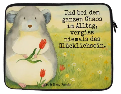 Produktbild von Mr. & Mrs. Panda Laptop Tasche Chinchilla Blume Design 33 x 42 cm - Weiß - Geschenk, Lustige Sprüche, Hülle, Laptoptasche, Chinchillas, Laptophülle, Büro, Sleeve, Chaos