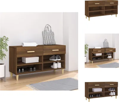 Zdjęcie produktu dla vidaXL Szafka na buty brązowy dąb 102x35x55 cm materiał drewnopochodny - Stojaki i szafki na buty